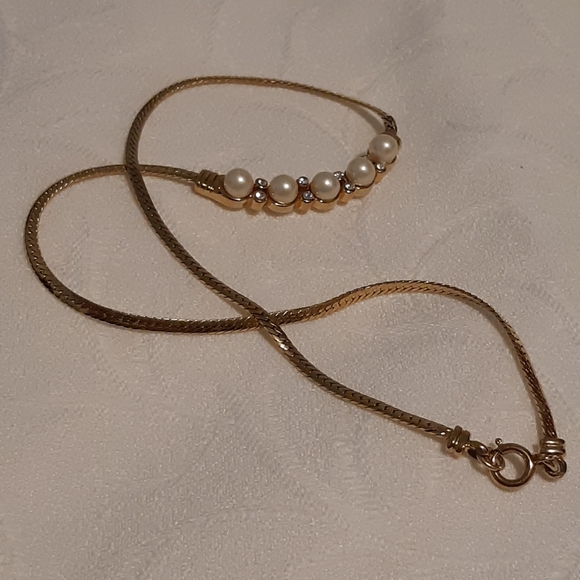 Vintage Faux Pearl Necklaces In Gold Tone, No Tarnish Chain, Length Is 16.25" W - Picture 8 of 13